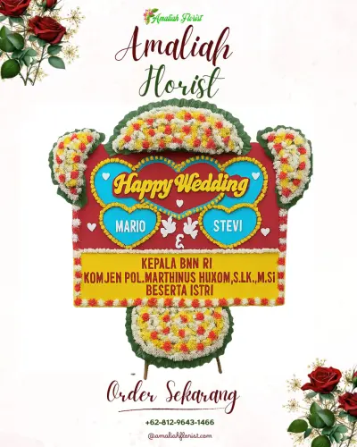 Karangan Papan Bunga Pernikahan di Sukalila